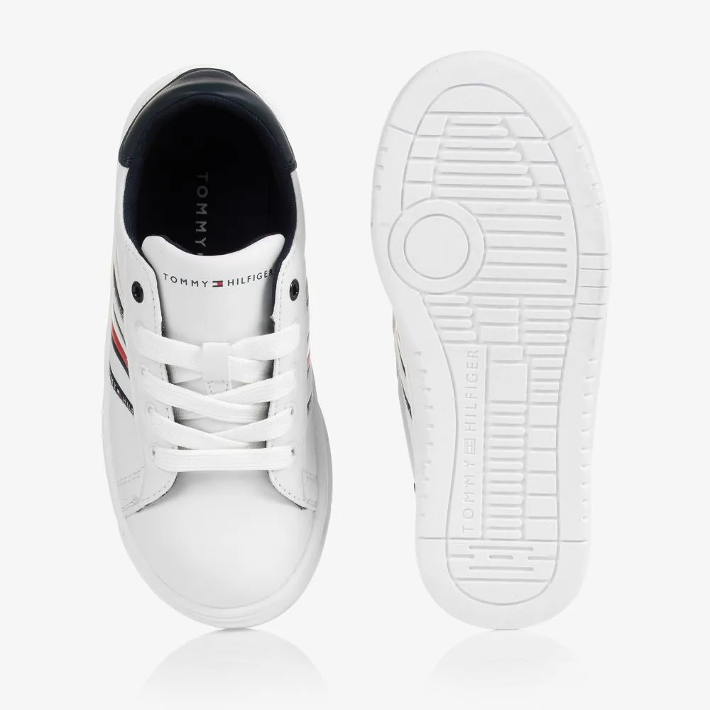 Boys White Lace-Up Trainers