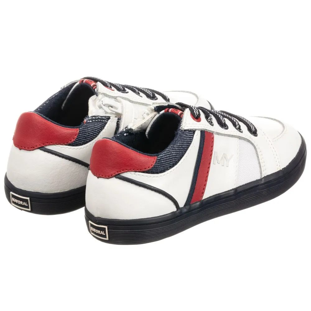 Boys White Leather Trainers