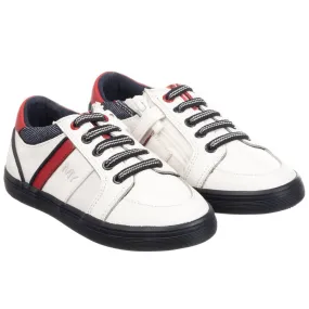 Boys White Leather Trainers