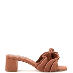 Brigitte Ruffle Mule Caramel Raffia