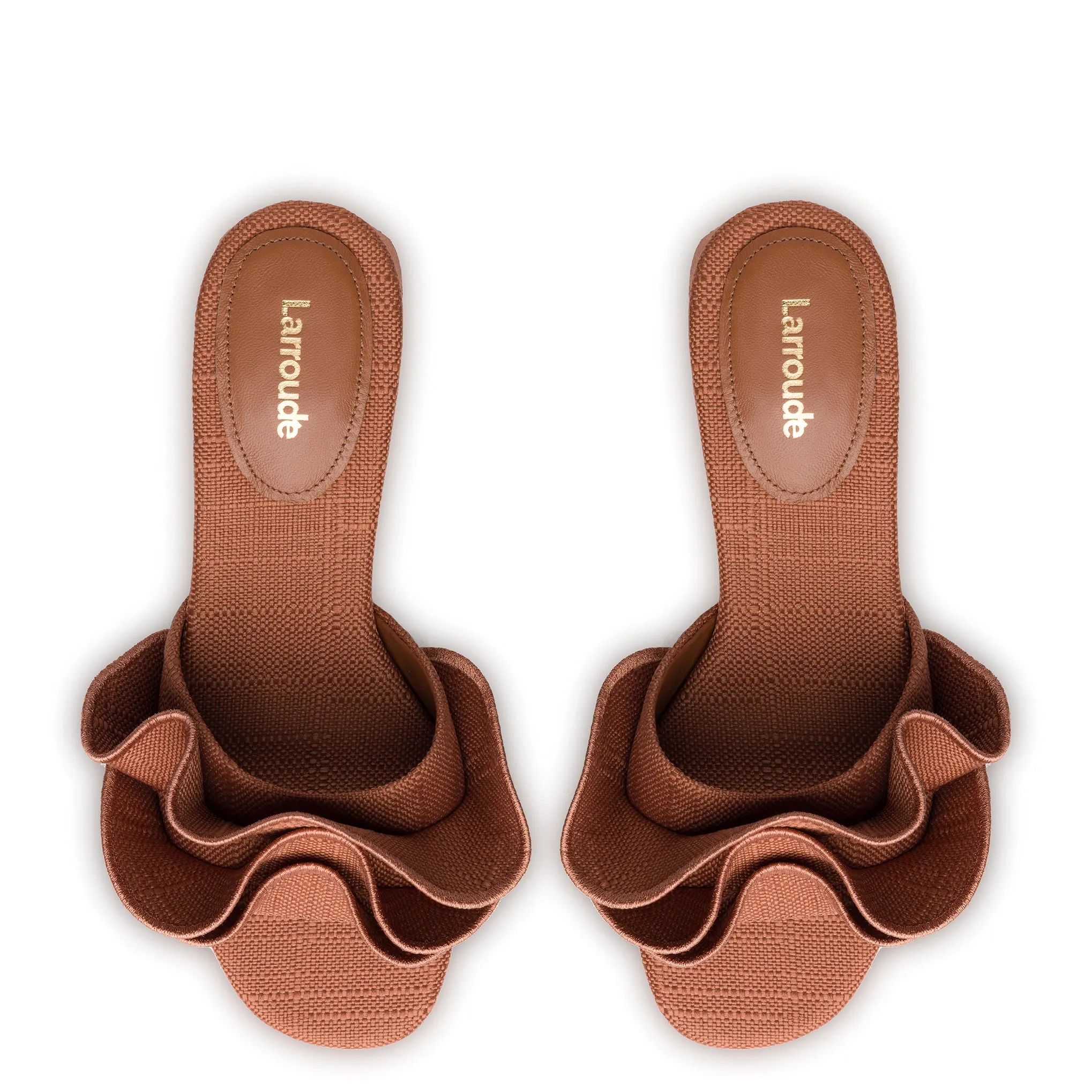 Brigitte Ruffle Mule Caramel Raffia