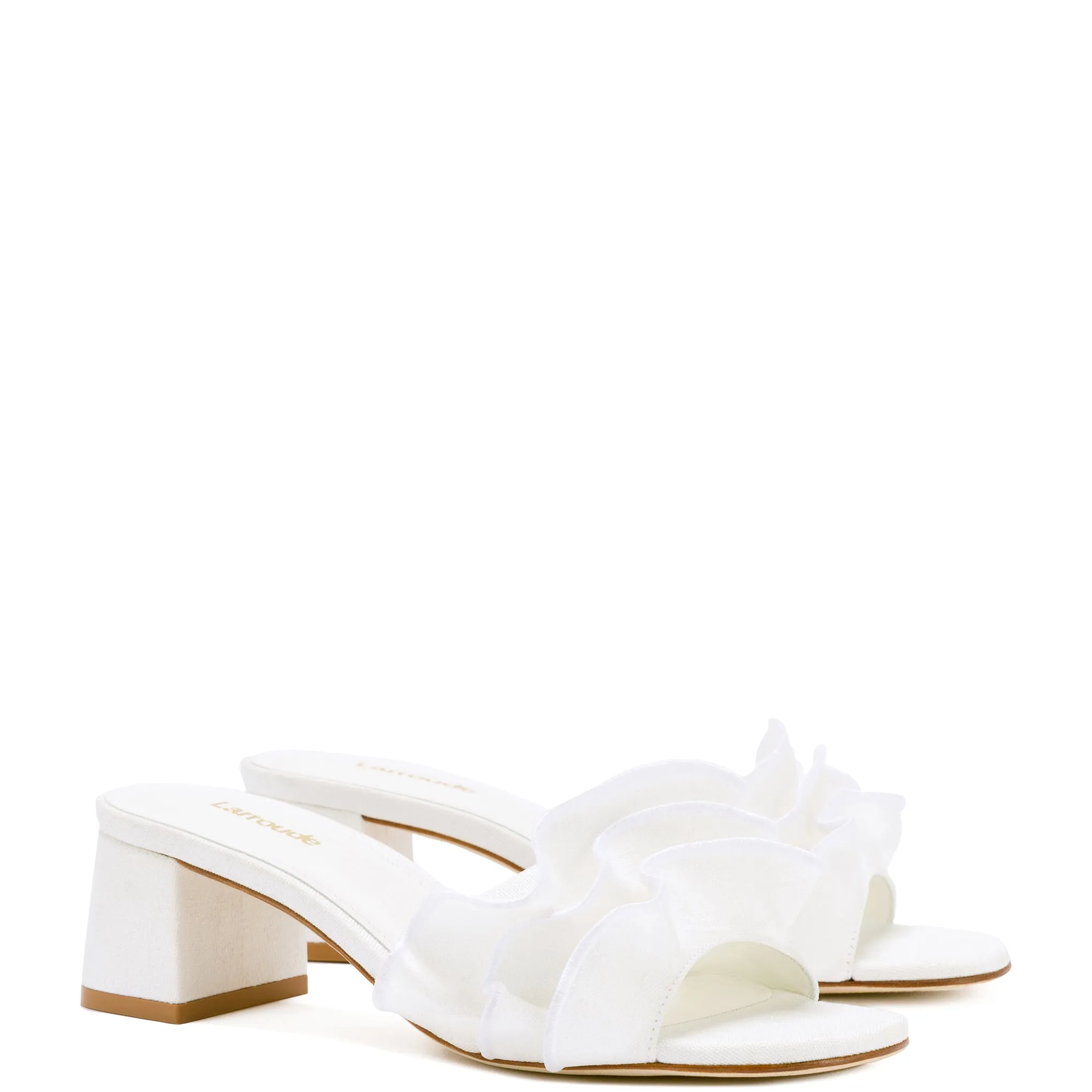 White Raffia Brigitte Ruffle Mule