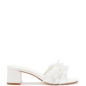 White Raffia Brigitte Ruffle Mule