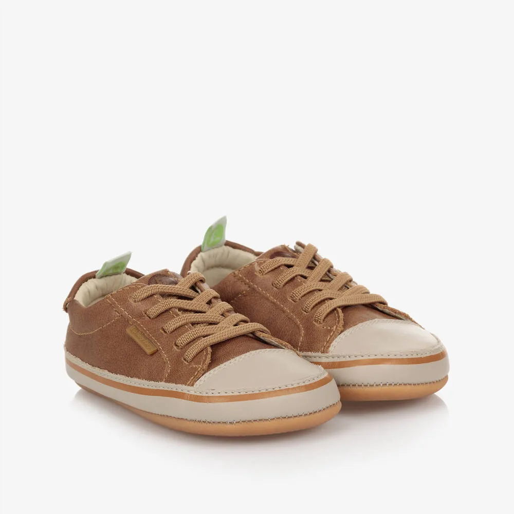 Brown Leather Baby Trainers