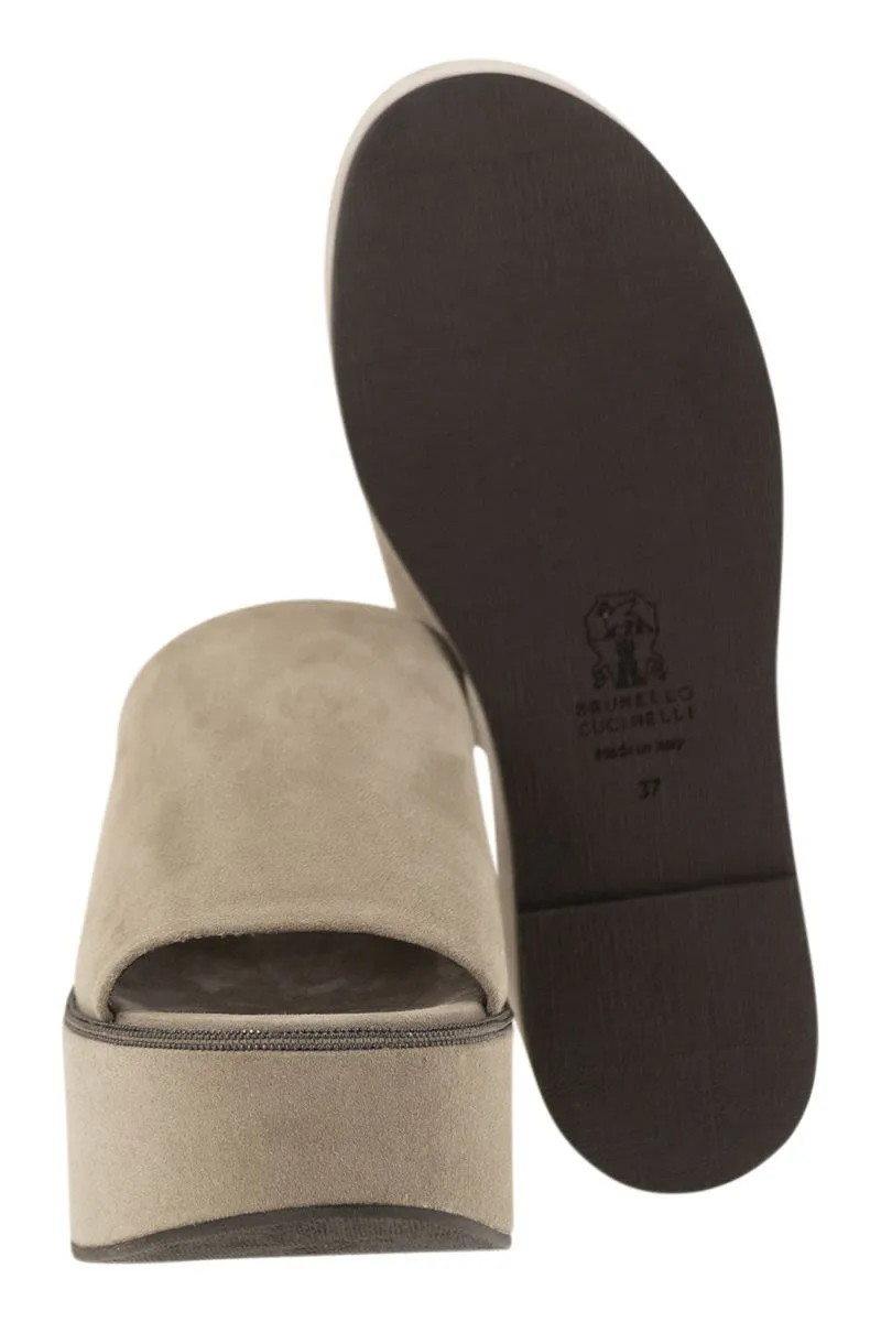 Luxurious Welt Suede Wedges by BRUNELLO CUCINELLI