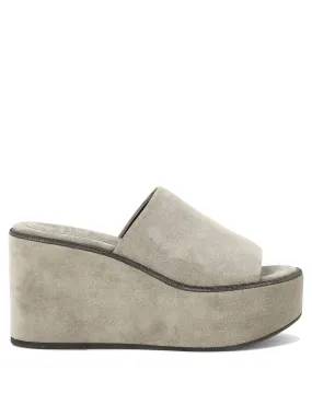 Luxurious Welt Suede Wedges by BRUNELLO CUCINELLI