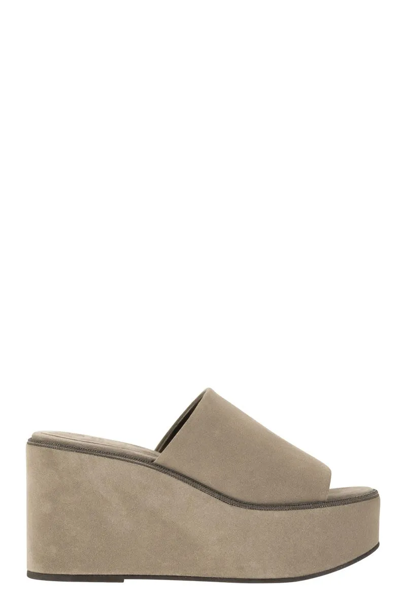 Luxurious Welt Suede Wedges by BRUNELLO CUCINELLI