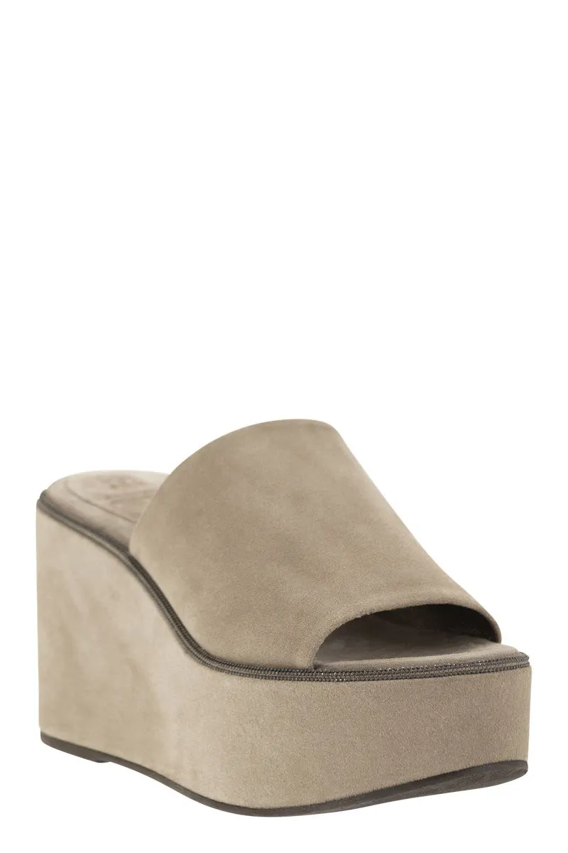 Luxurious Welt Suede Wedges by BRUNELLO CUCINELLI