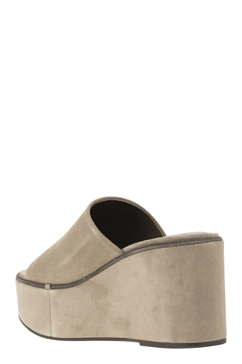 Luxurious Welt Suede Wedges by BRUNELLO CUCINELLI