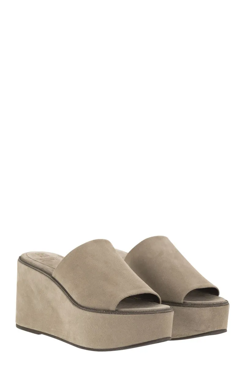 Luxurious Welt Suede Wedges by BRUNELLO CUCINELLI