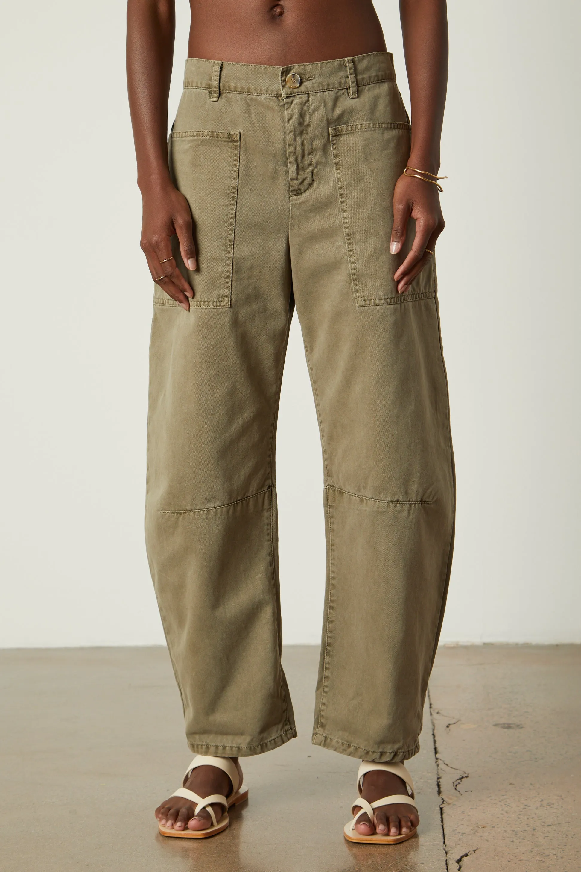 BRYLIE SANDED TWILL TROUSERS IN GRAVEL