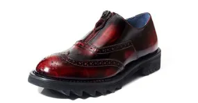 Vintage Burgundy Zipper Men's Cleated Sole Oxfords Loafers