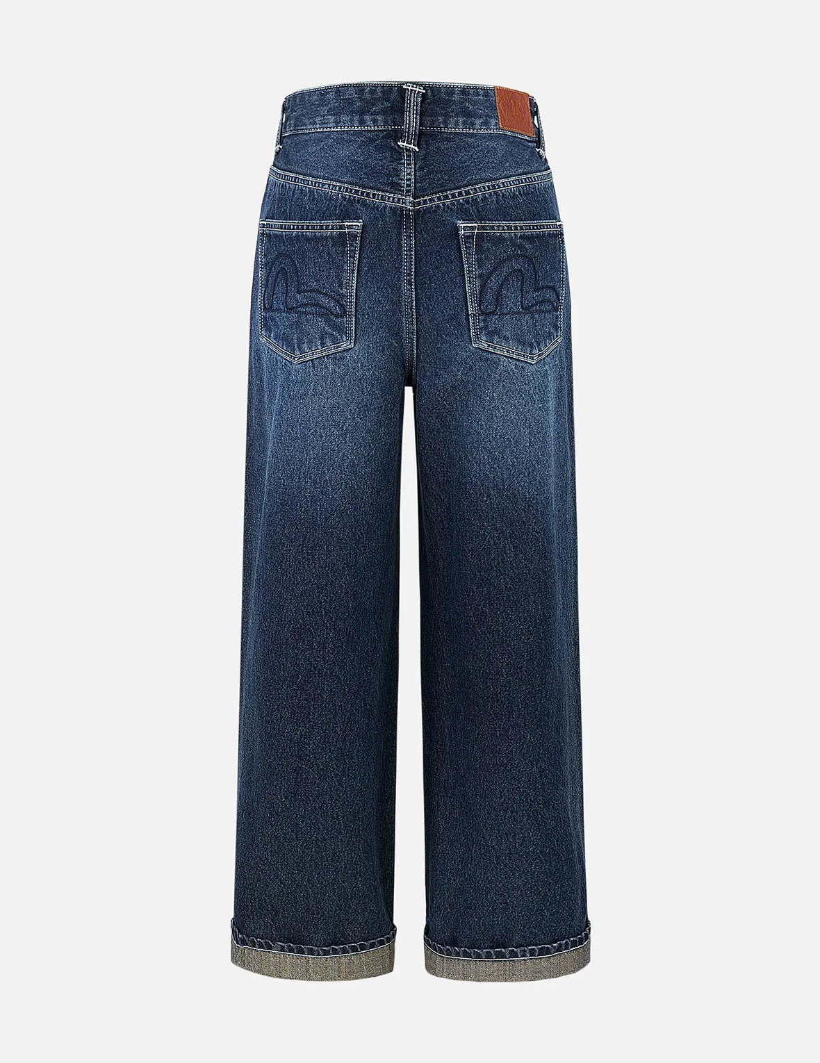 Butterfly and Seagull Embroidery Wide-leg Jeans