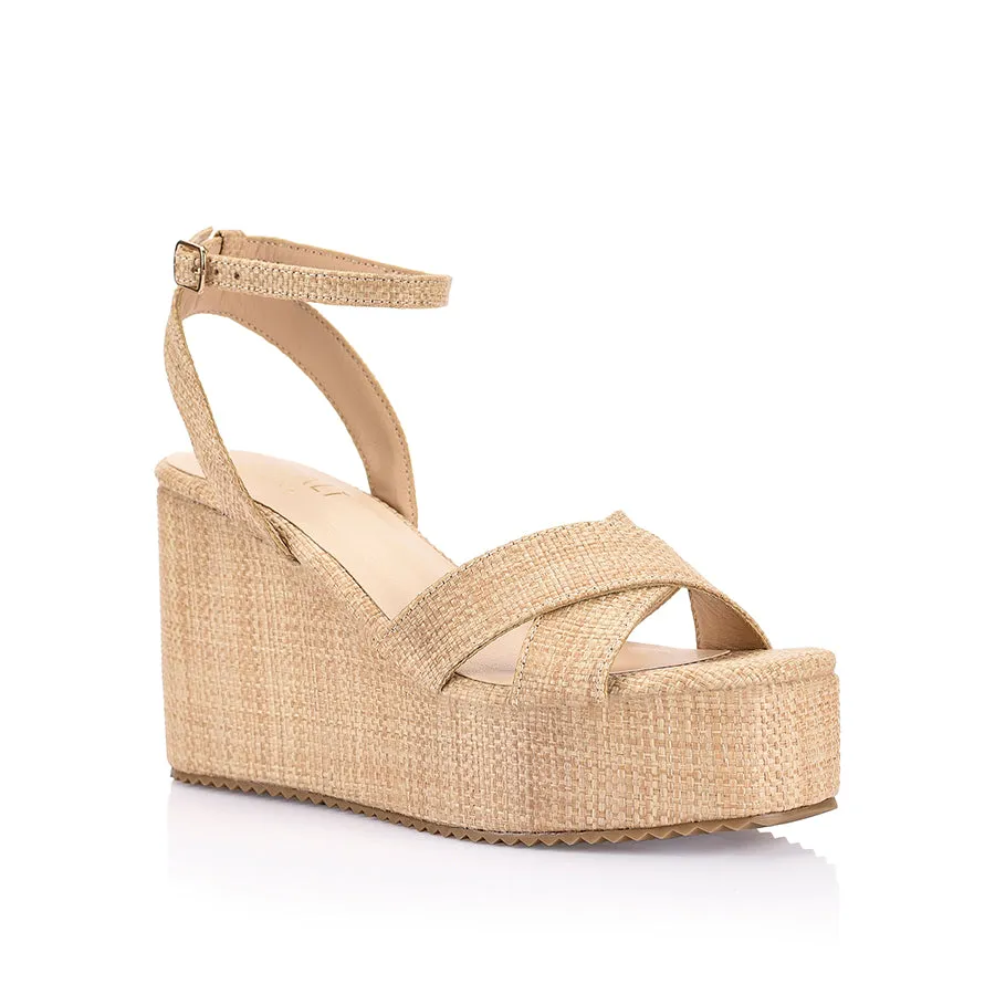 Callie Rope Wedges - Natural Raffia