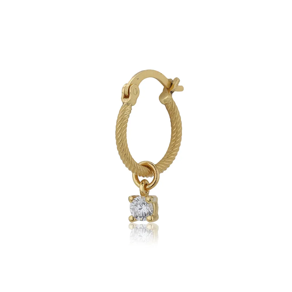 Carlton London Women'S Gold Western Brass Cubic Zirconia Fish Hook Earwire Gold-Plated Single Gold-Toned Circular Hoop Earrings 