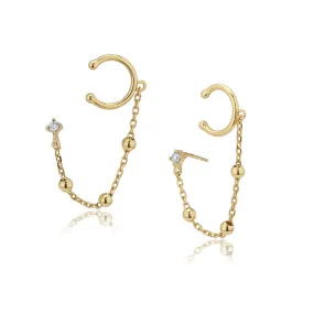 Carlton London Women'S Gold Western Brass Cubic Zirconia Post And Back Gold-Plated Single Contemporary Drop Earrings Fje3992