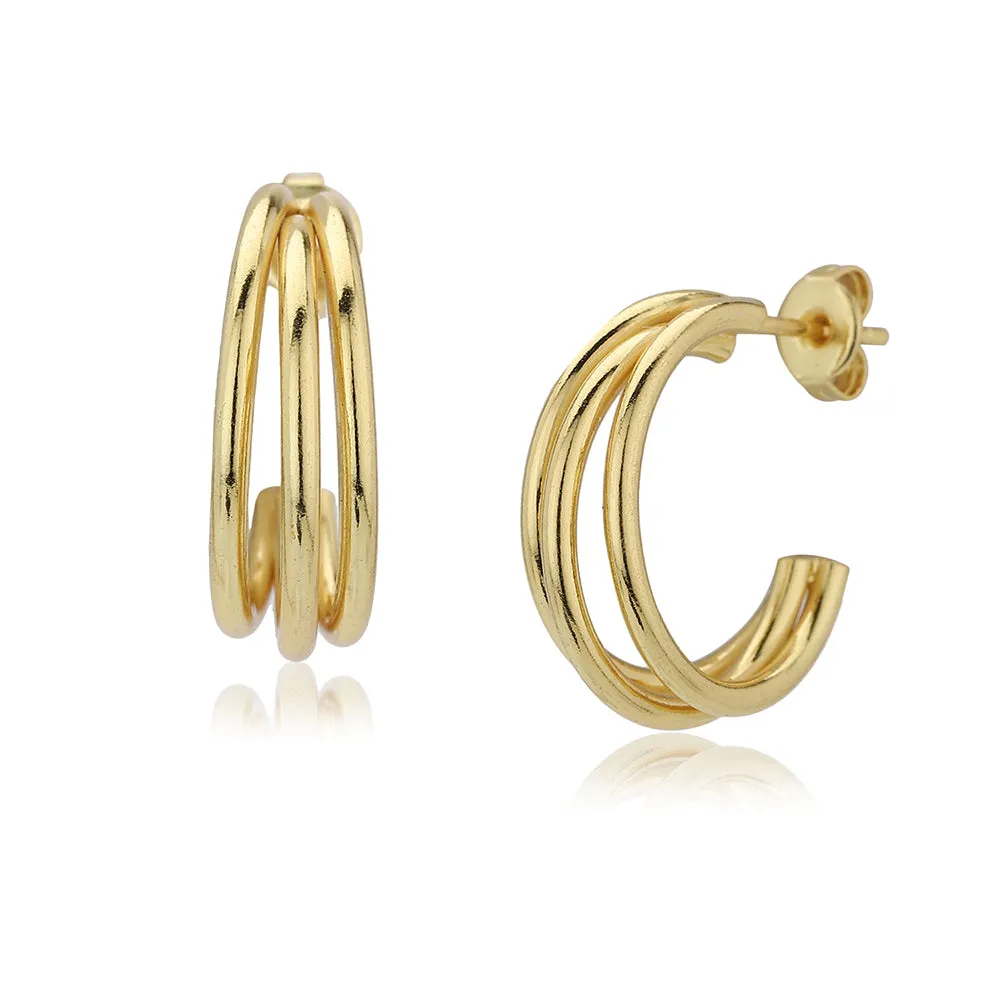 Carlton London Women'S Gold Western Brass Na Post And Back Gold-Plated Single Gold-Toned Contemporary Half Hoop Earrings Fje3948