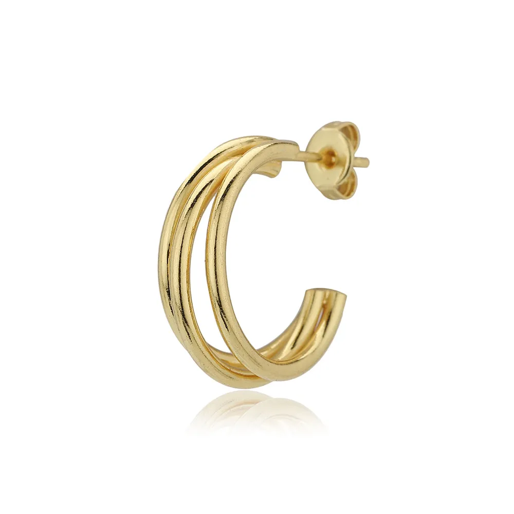 Carlton London Women'S Gold Western Brass Na Post And Back Gold-Plated Single Gold-Toned Contemporary Half Hoop Earrings Fje3948