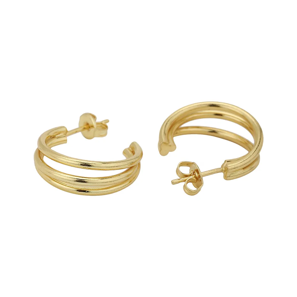 Carlton London Women'S Gold Western Brass Na Post And Back Gold-Plated Single Gold-Toned Contemporary Half Hoop Earrings Fje3948