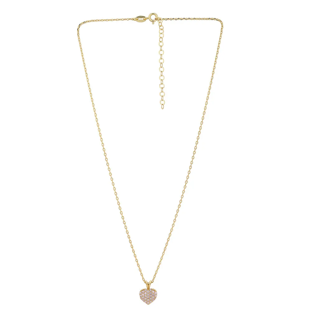 Carlton London Women'S Western Brass Women Gold-Plated Cz Studded Pendant With Chain Fjn4029