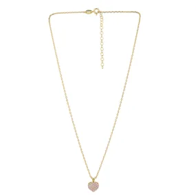 Carlton London Women'S Western Brass Women Gold-Plated Cz Studded Pendant With Chain Fjn4029