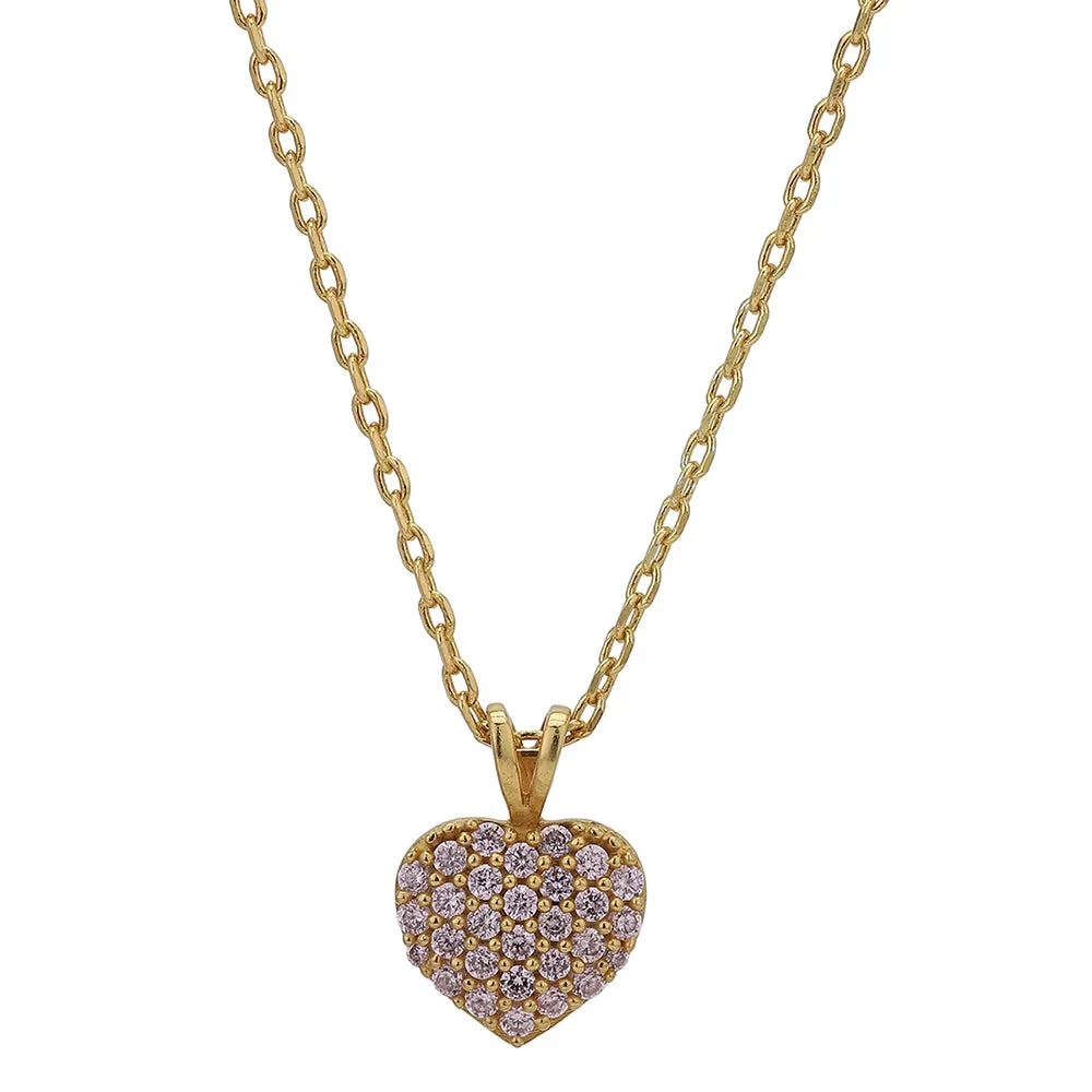 Carlton London Women'S Western Brass Women Gold-Plated Cz Studded Pendant With Chain Fjn4029