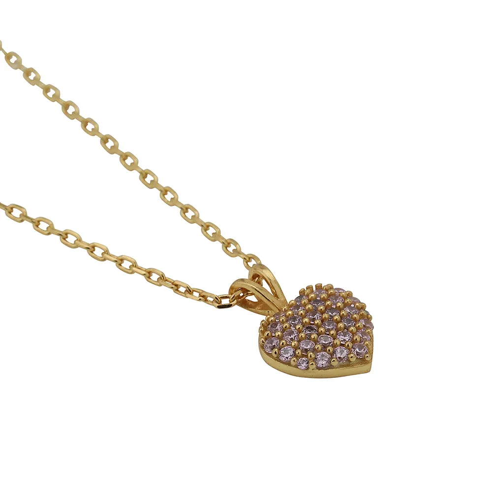 Carlton London Women'S Western Brass Women Gold-Plated Cz Studded Pendant With Chain Fjn4029