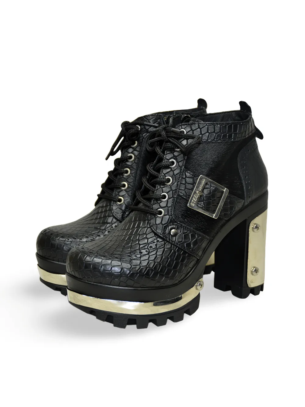 Punk Booties with Metal Details on Platforms