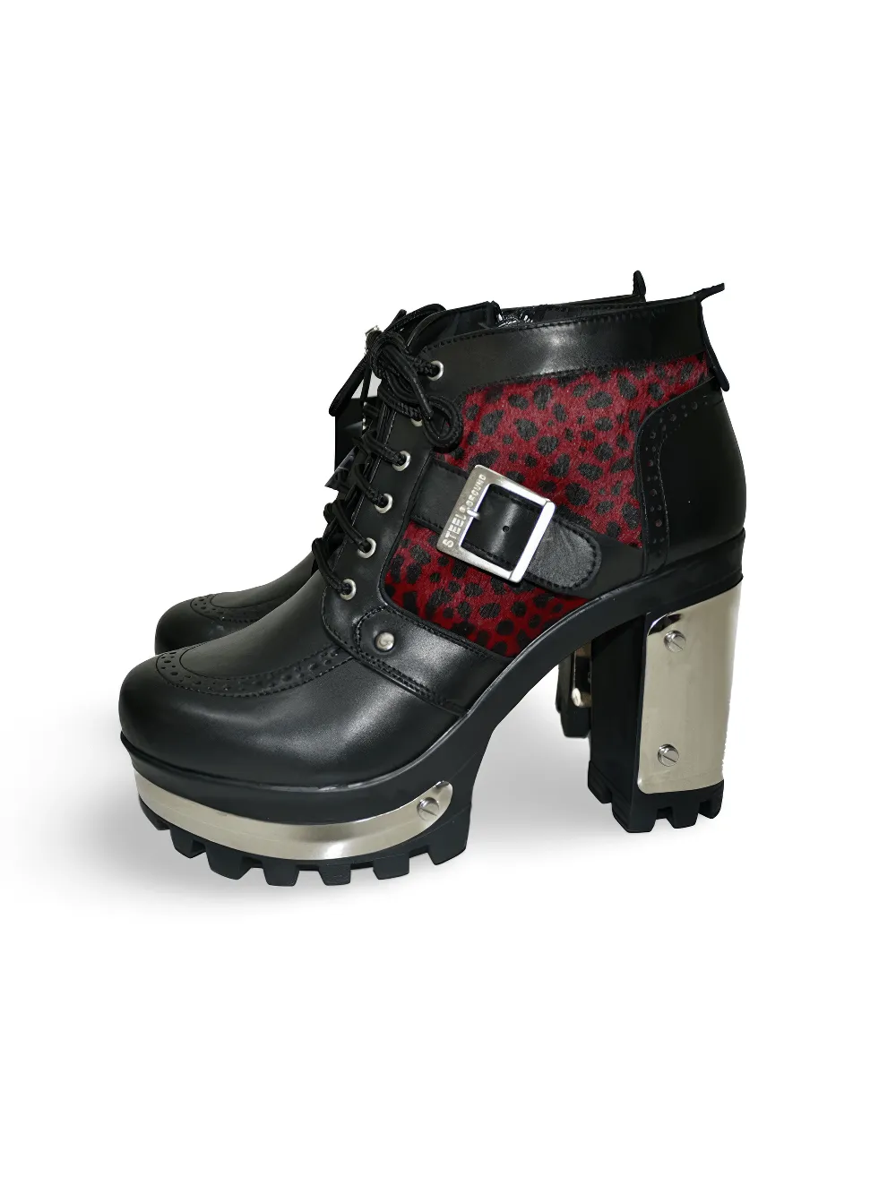 Punk Booties with Metal Details on Platforms