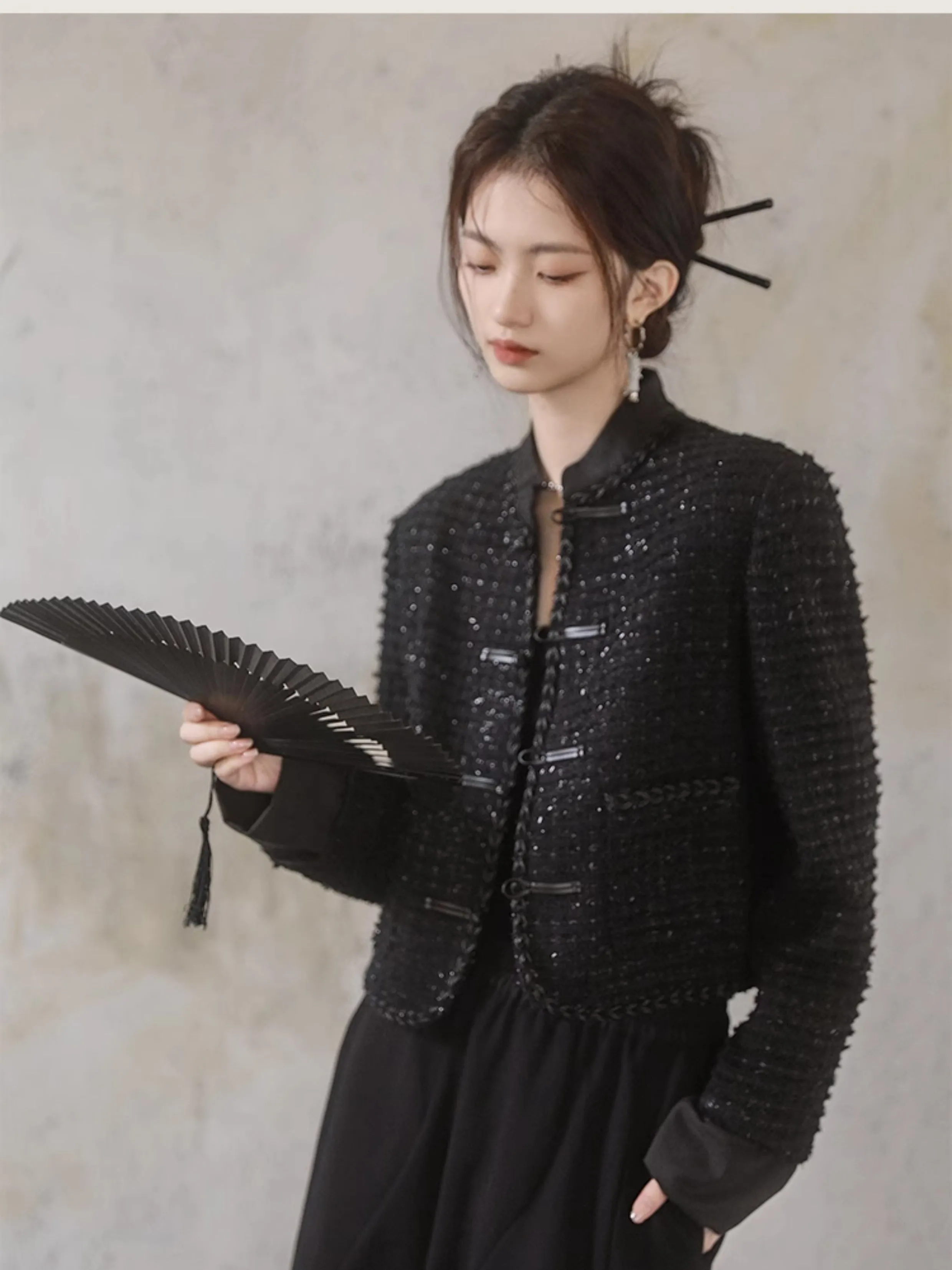 Chinese Style Tweed Short Jacket