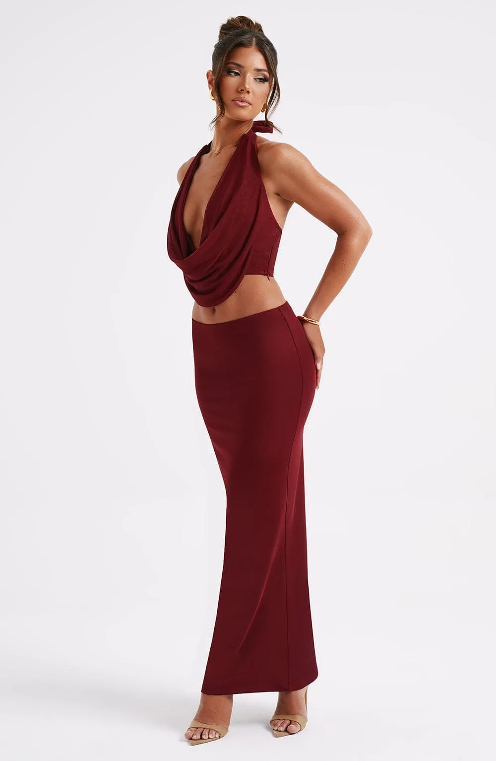 Maxi Skirt in Burgundy - Chrishelle