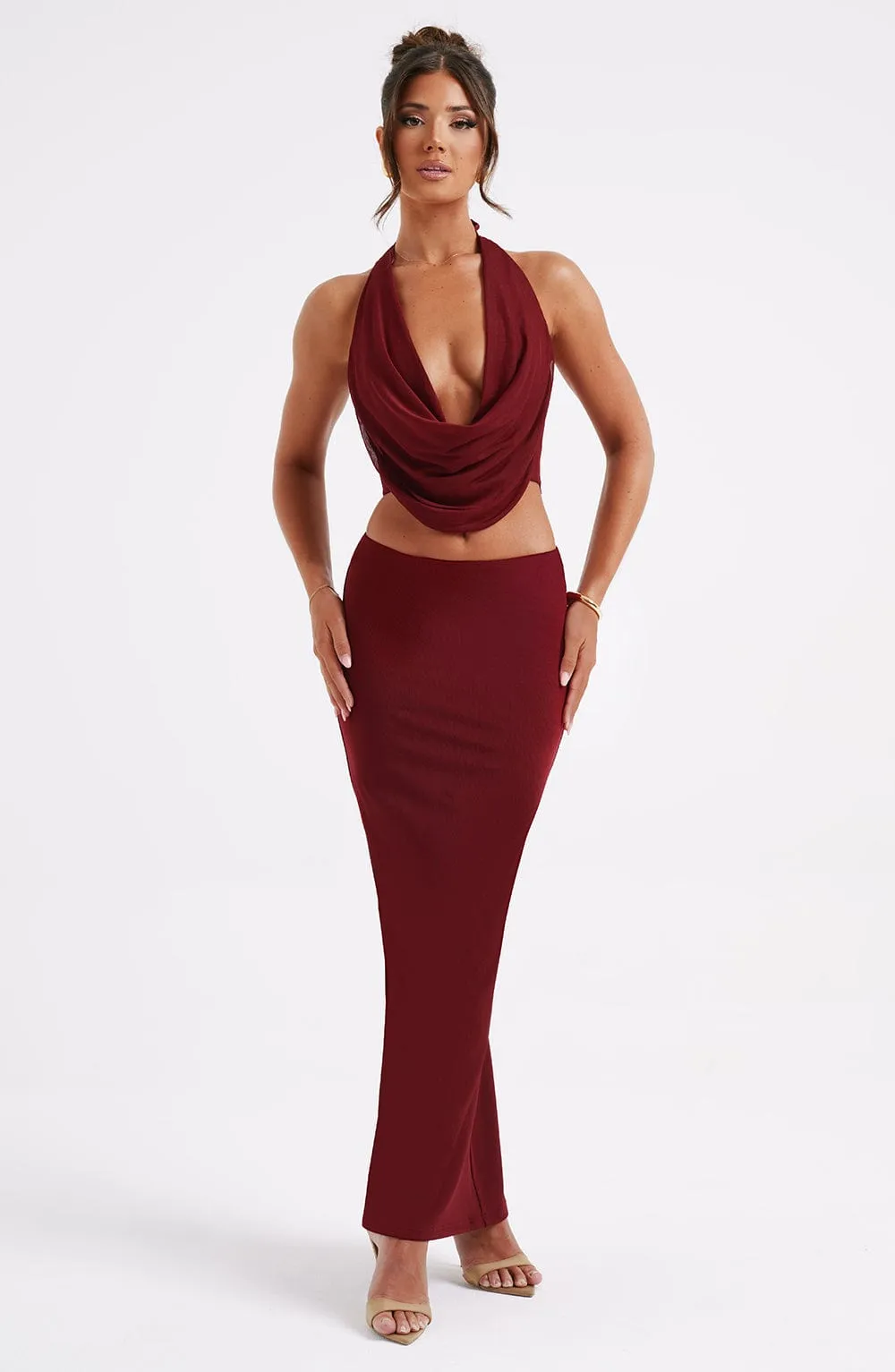 Maxi Skirt in Burgundy - Chrishelle