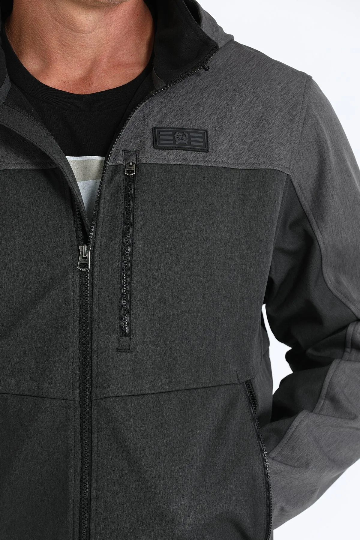 Cinch Men's Hooded Jacket in Black/Charcoal Bonded