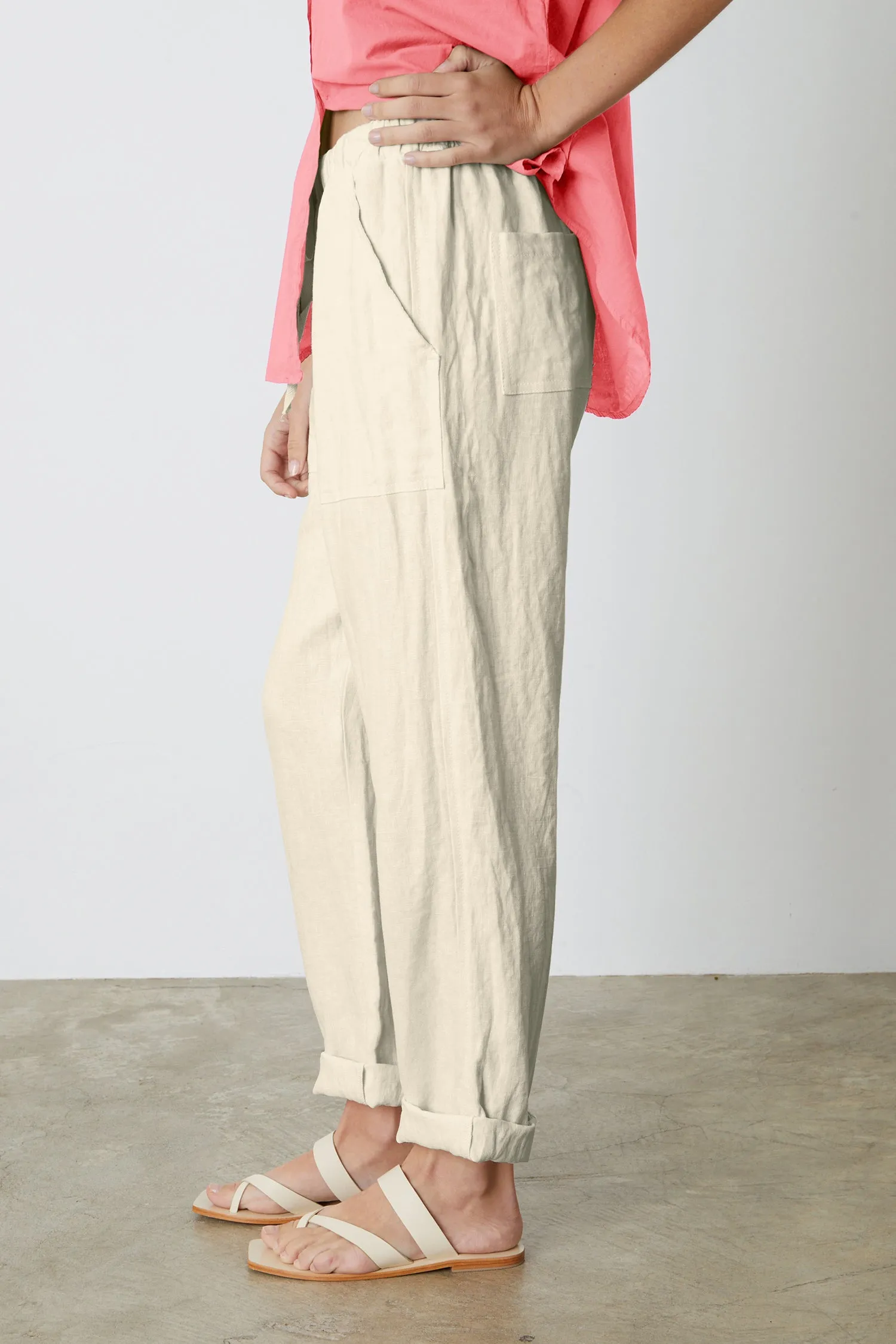 CINDY HEAVY LINEN TROUSERS IN SAND