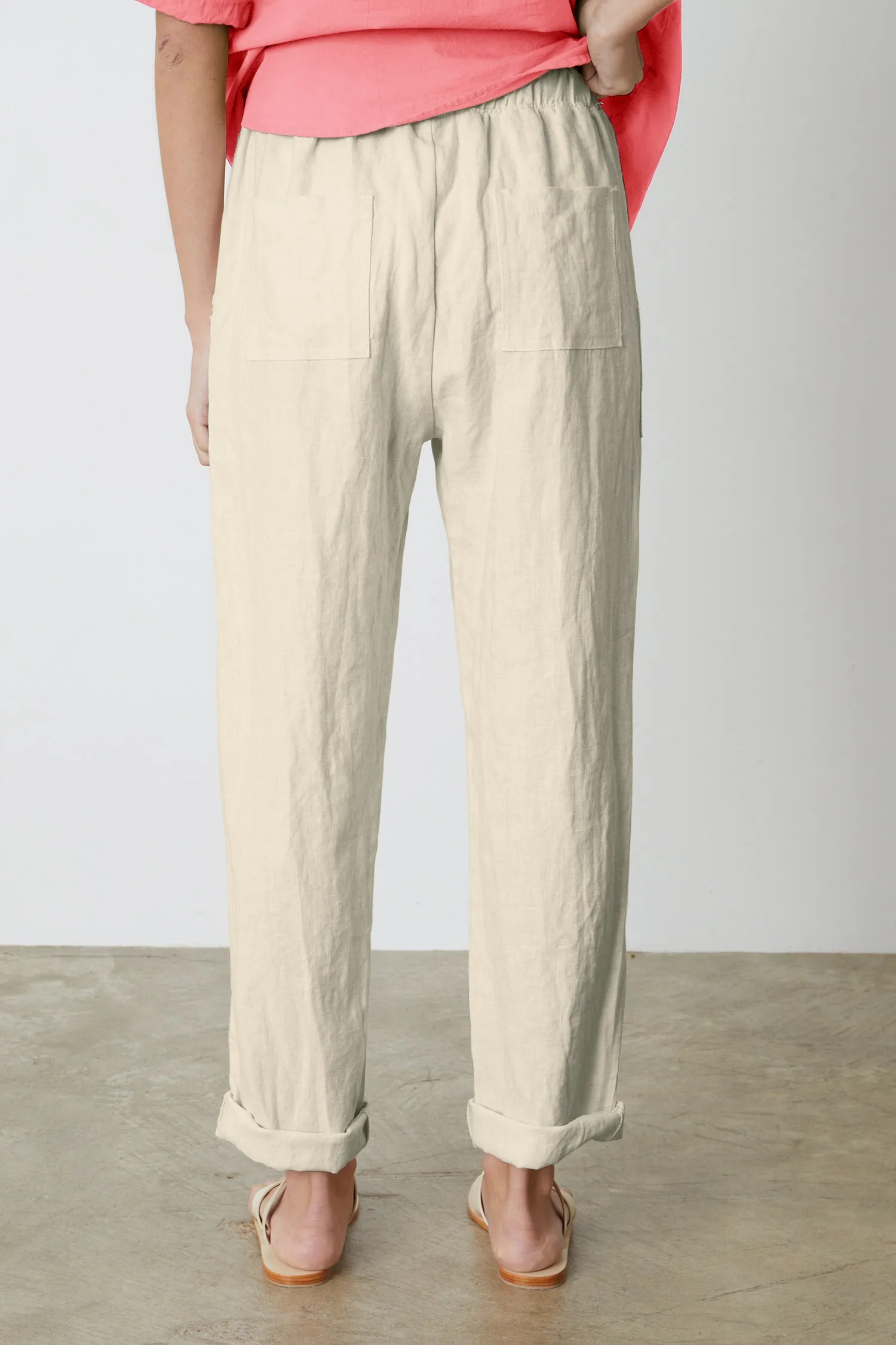 CINDY HEAVY LINEN TROUSERS IN SAND