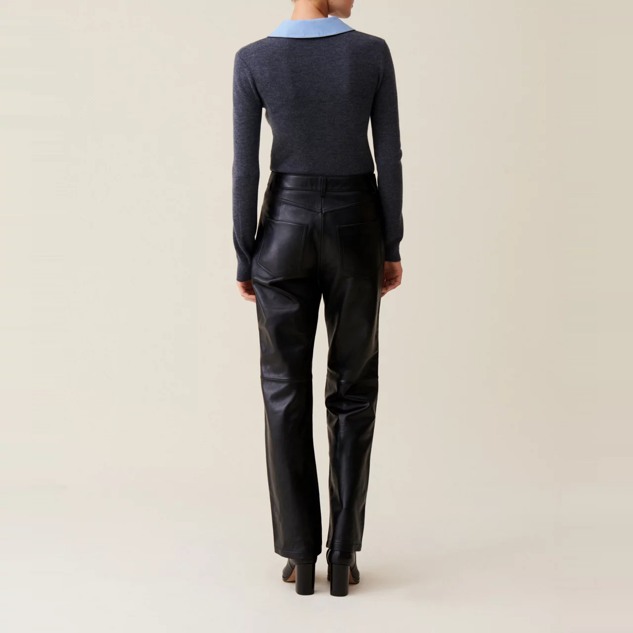 CLAUDIE PIERLOT Straight-Leg Leather Trousers - Black