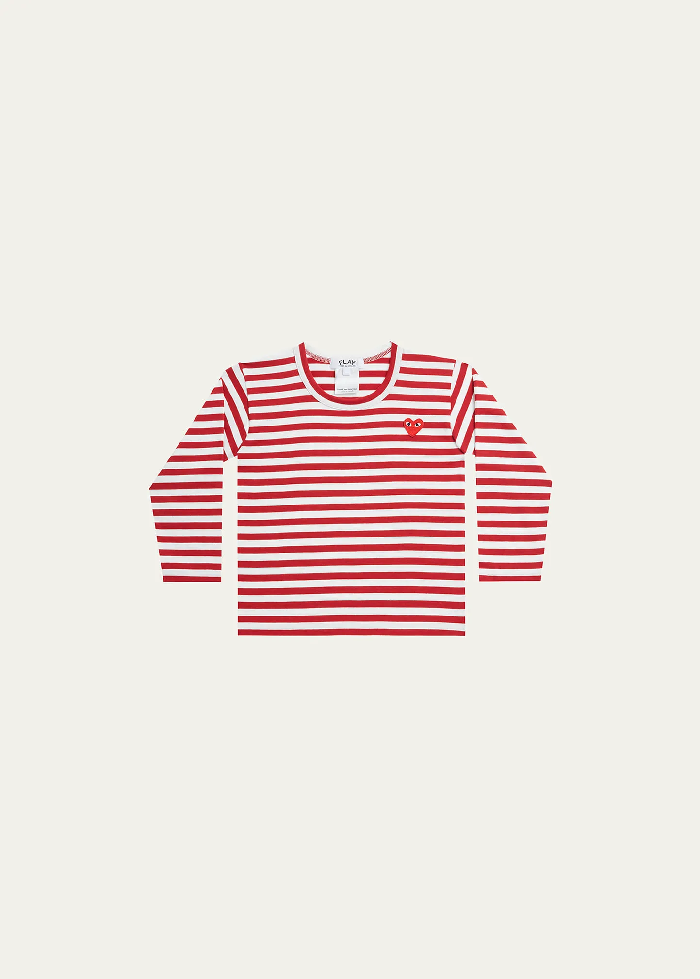 Comme des Garcons Kid's Signature Heart Striped Long-Sleeve T-Shirt, Size 2-6