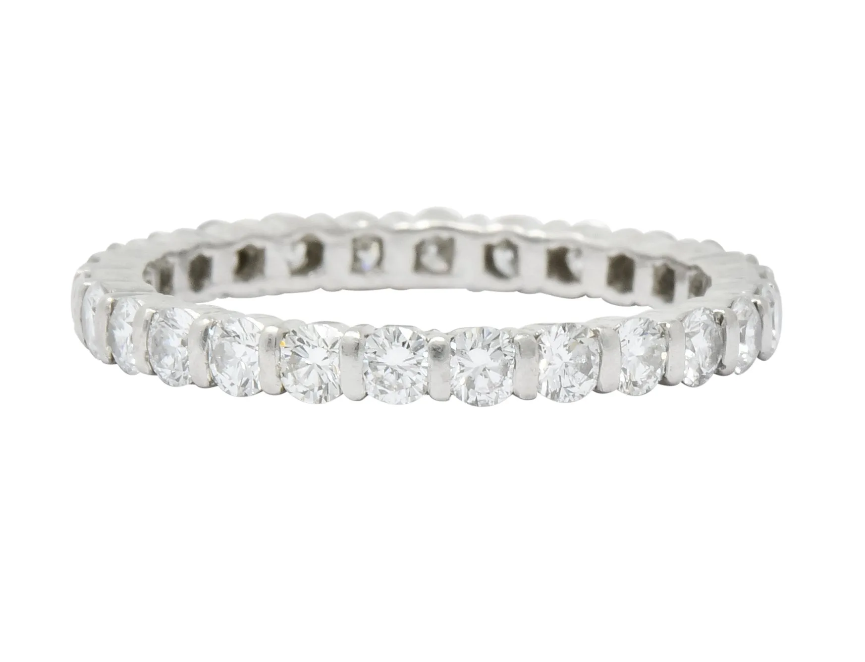 Contemporary 1.00 CTW Diamond Platinum Bar Set Eternity Band Stack Ring