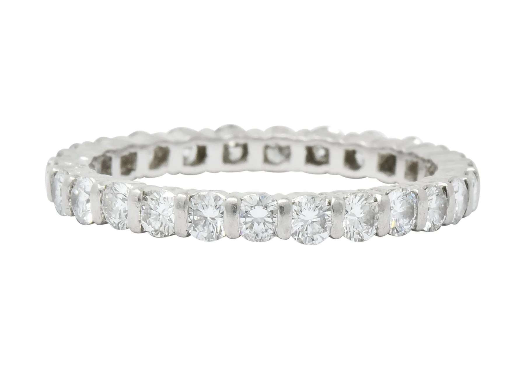 Contemporary 1.00 CTW Diamond Platinum Bar Set Eternity Band Stack Ring