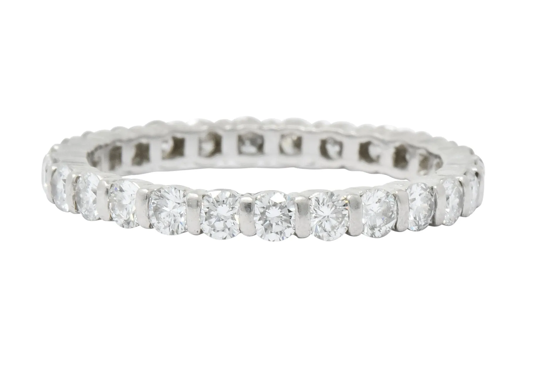 Contemporary 1.00 CTW Diamond Platinum Bar Set Eternity Band Stack Ring