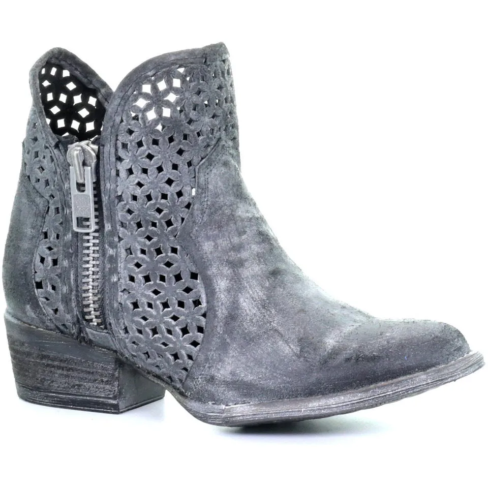 Corral Circle G Women's Grey Cutout Shortie Round Toe Ankle Boot - Size 7