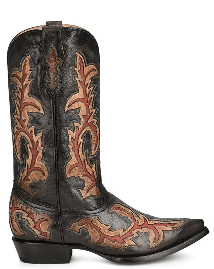 CORRAL MEN'S BLACK INLAY & EMBROIDERY WESTERN BOOTS C3883