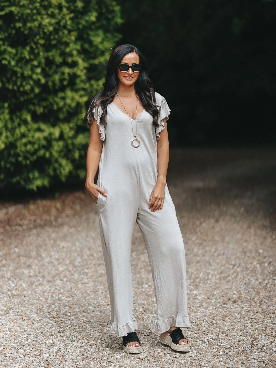 Gloria Cotton Frill Jumpsuit