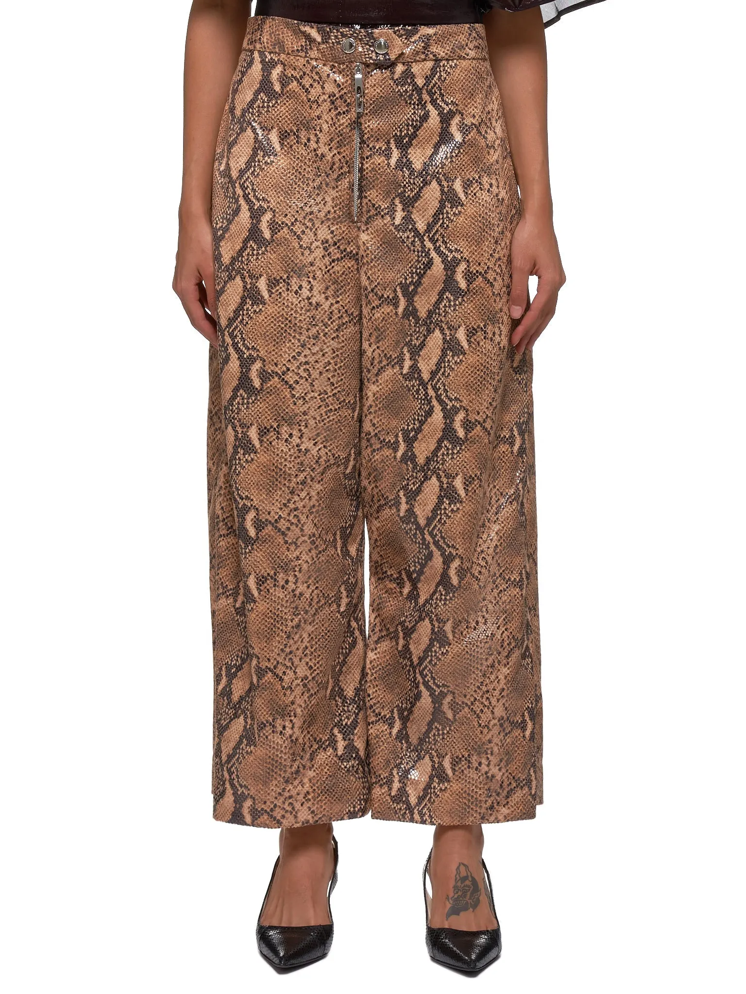 Cropped Snakeskin Trousers (9FP425BO-CAMEL)