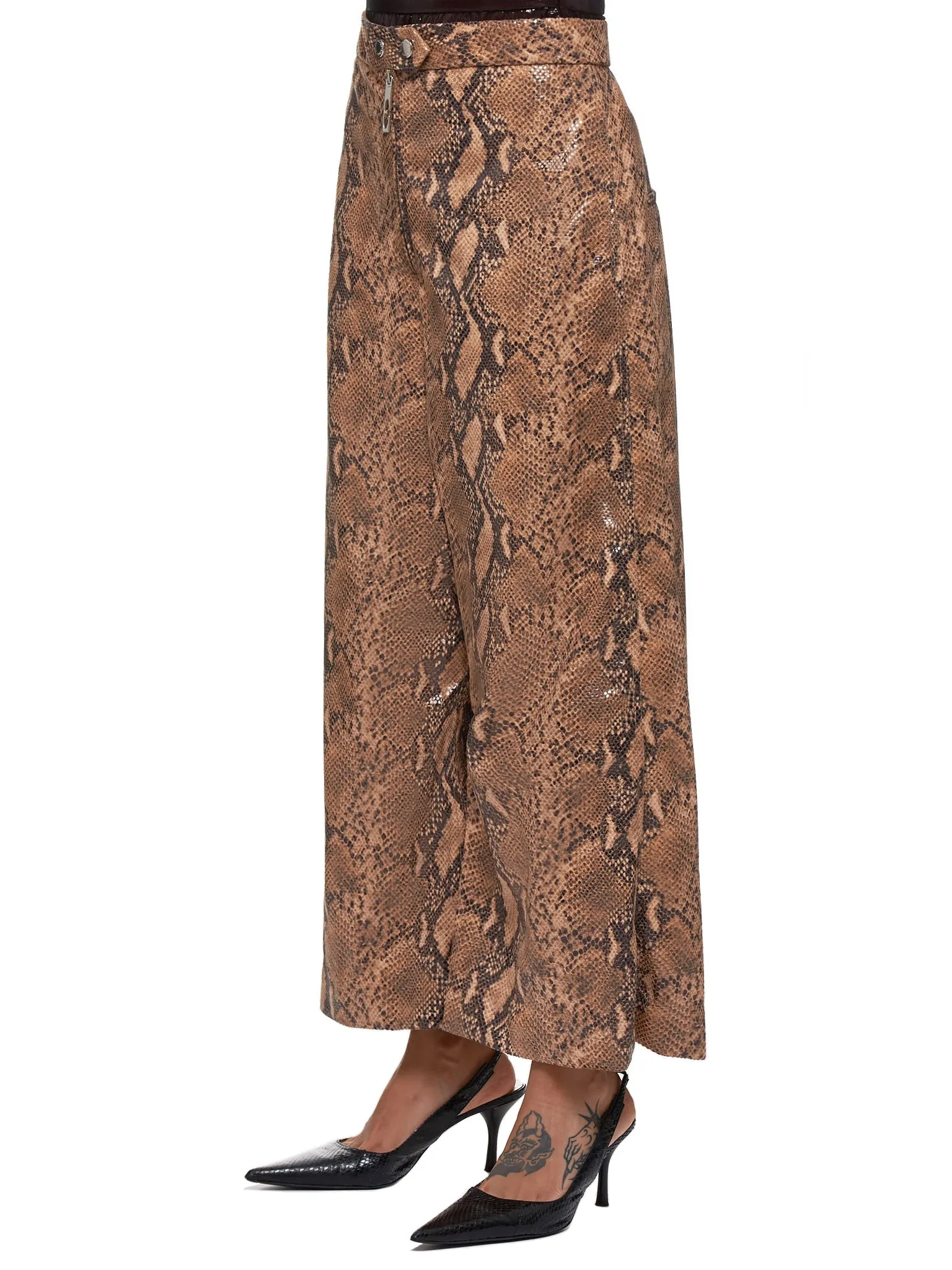 Cropped Snakeskin Trousers (9FP425BO-CAMEL)