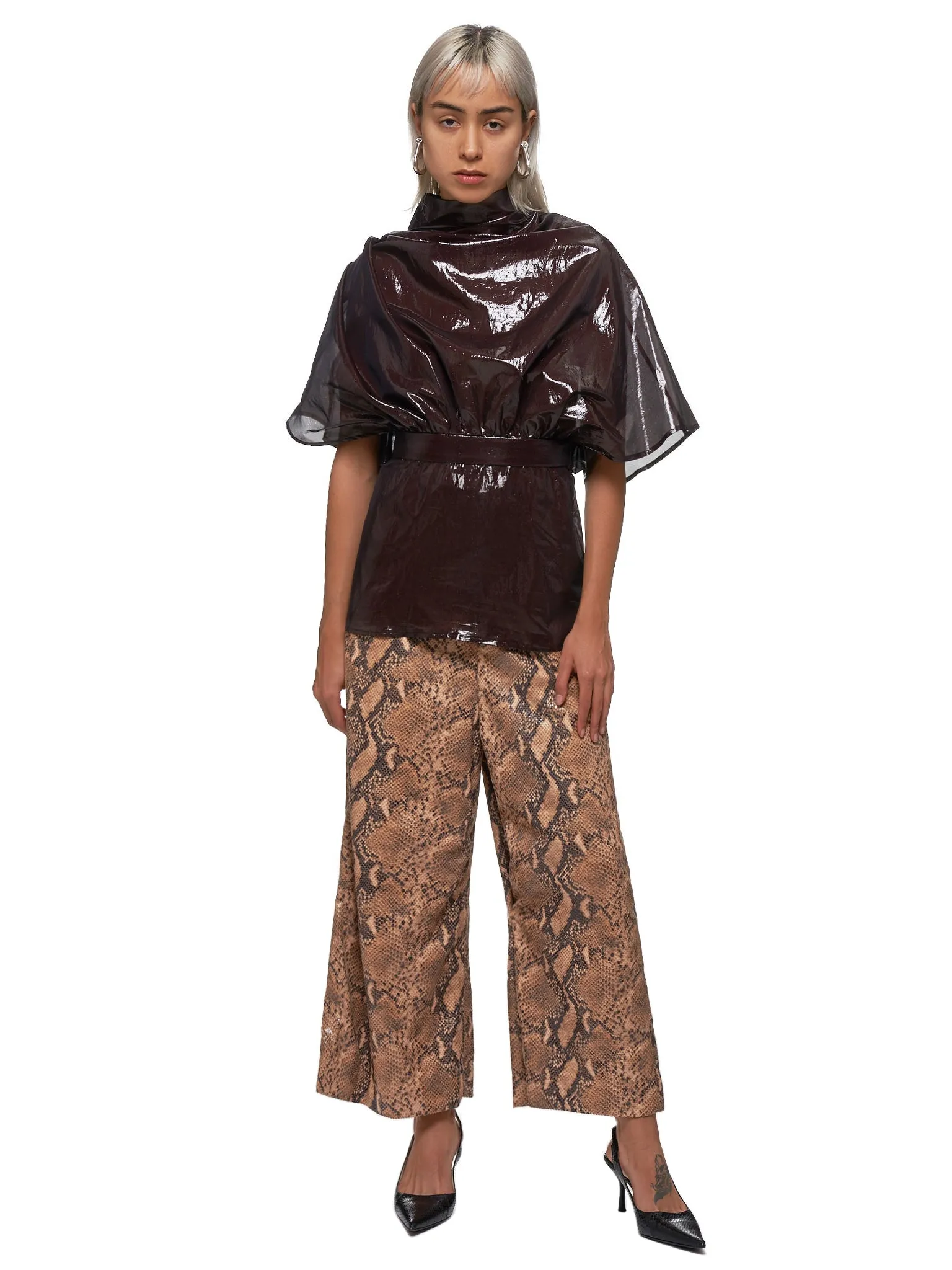 Cropped Snakeskin Trousers (9FP425BO-CAMEL)