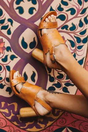 Vintage Tan Crystal Glow Leather Heels