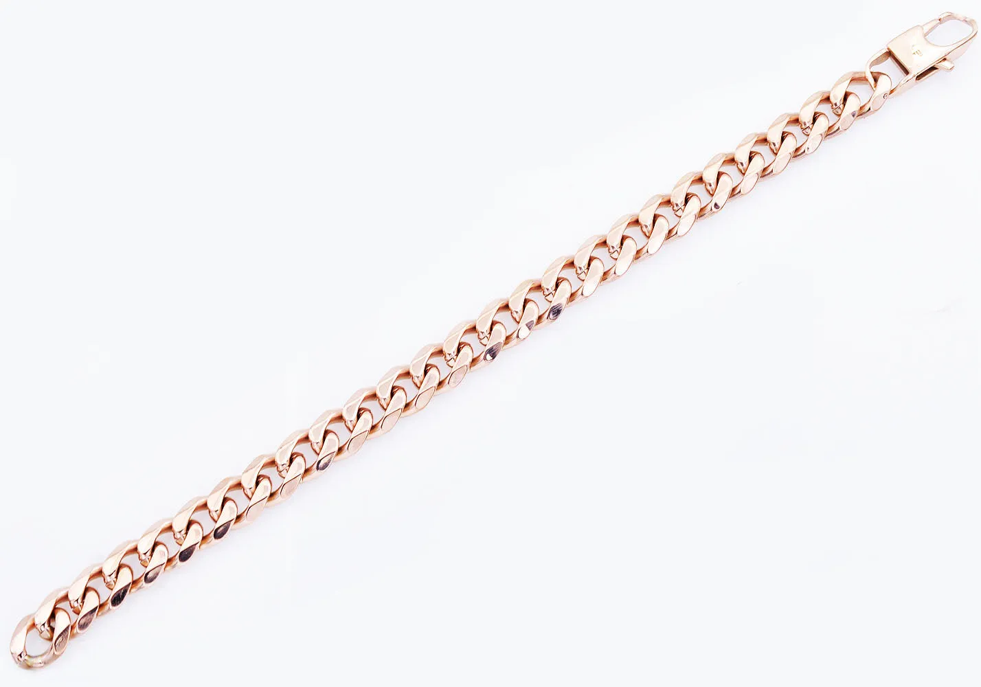 Curb Link Chain Rose Gold Plated Stainless Steel Men's 10mm Bracelet Blackjack