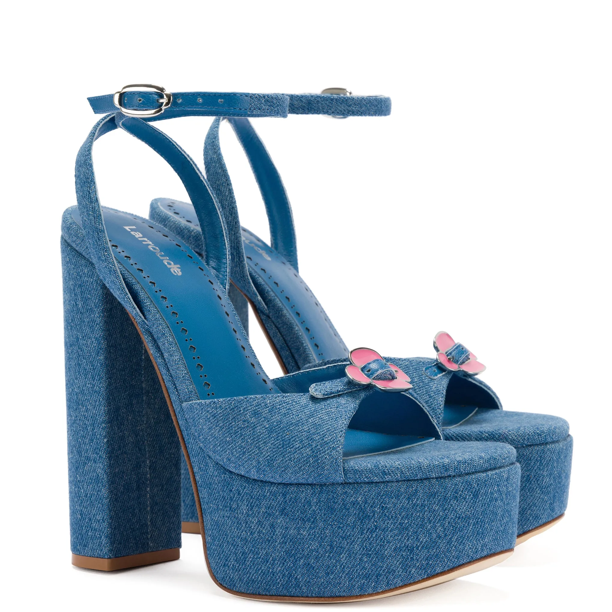 Blue Stoned Denim Daisy Platform