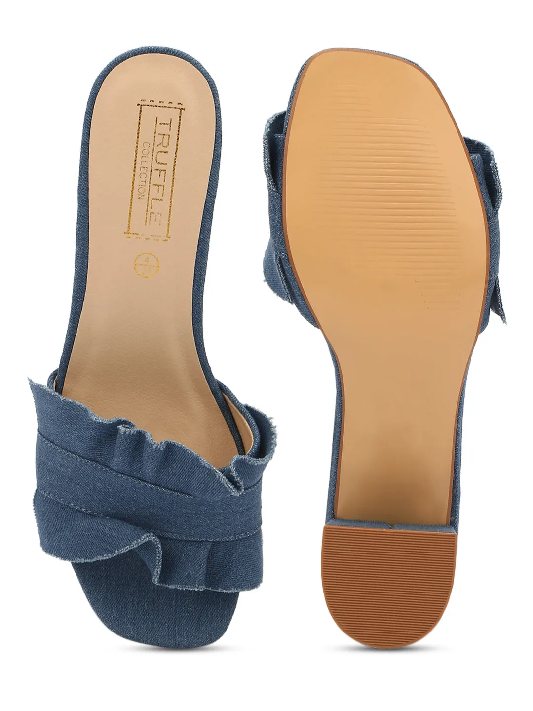 Denim Micro Slip-On Low Block Heels